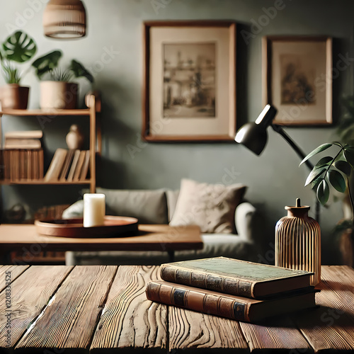 A woden table in a room