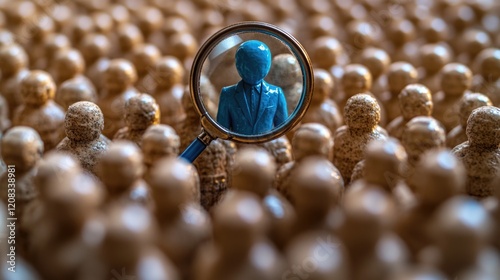 A close-up view of one individual in a dense group, highlighting the anonymity and connection to others