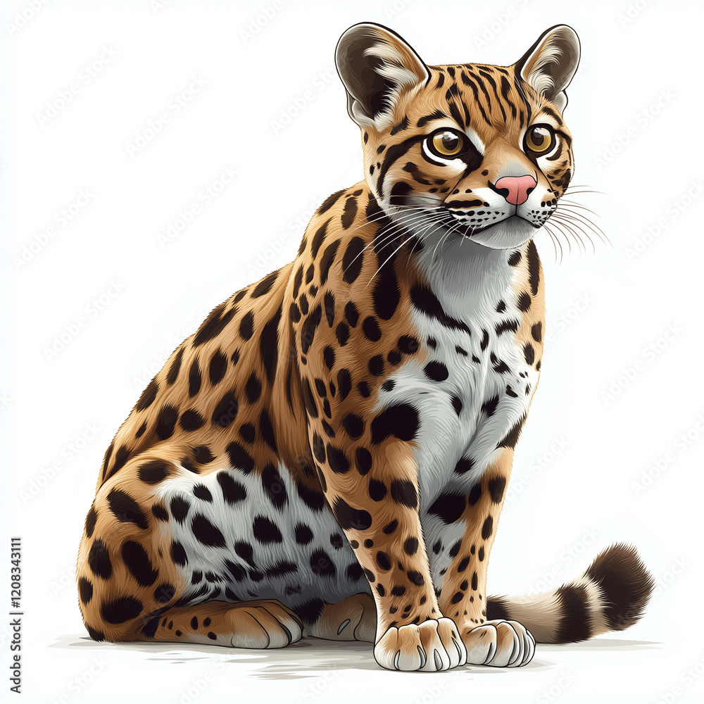 Naklejka premium portrait of a ocelot isolated