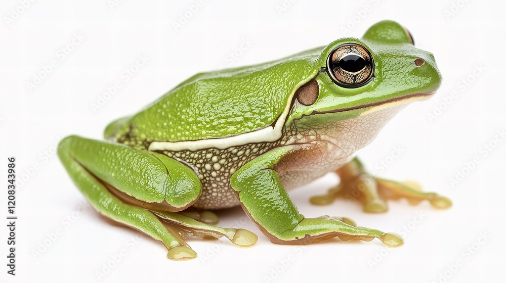 European Tree Frog in Side View with Vibrant Green Coloration European Tree Frog in Side View with Vibrant Green Coloration