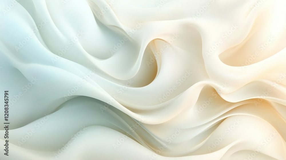 Fototapeta premium elegant 3d flowing waves in soft pastel gradient colors, smooth organic forms creating dynamic movement across space, minimalist aesthetic with depth and shadow