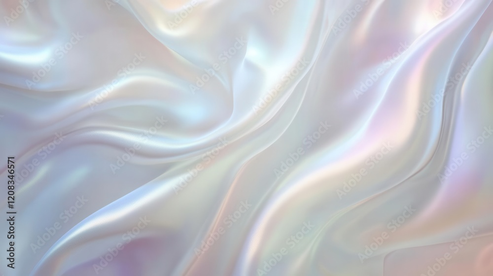 Obraz premium elegant minimalist wave pattern with subtle gradient shifts, pearlescent finish, flowing curves create depth, ethereal light effects, pristine white composition