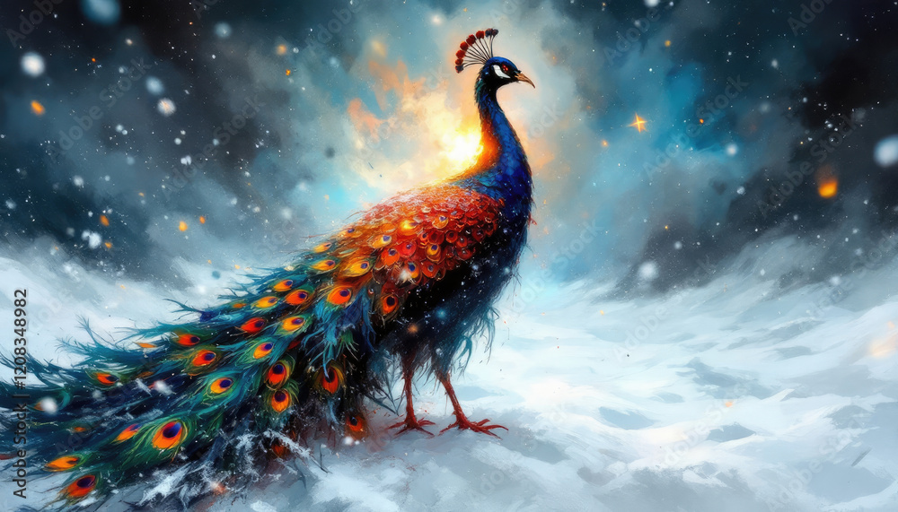 A wild peacock bird standing in the snow. Peacocks, baby peacock wallpaper A wild peacock bird standing in the snow. Peacocks, baby peacock wallpaper