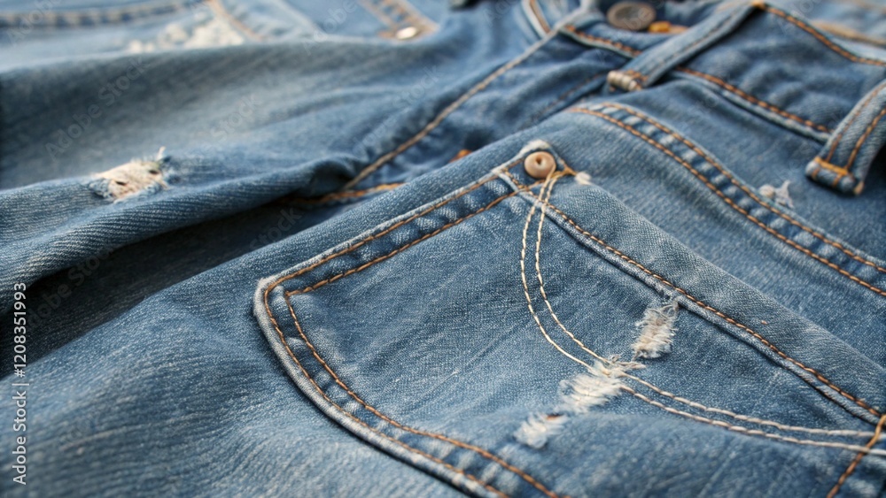 Fototapeta premium Textura de tela de jeans azul viejo en primer plano