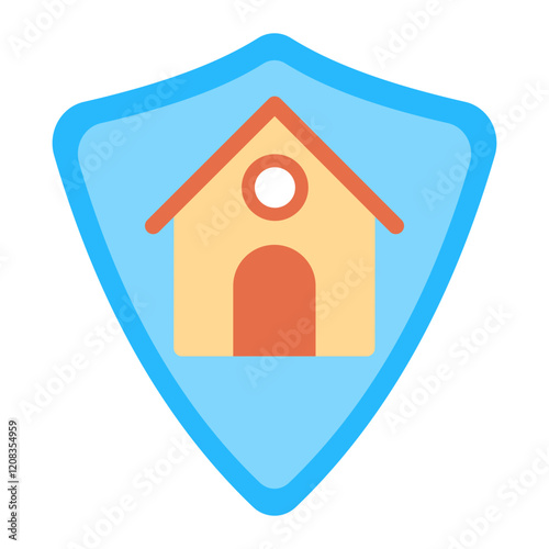 Colorful Flat Home Security Icon