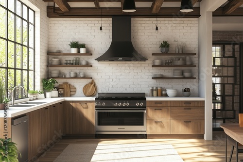 Modern kitchen, front view