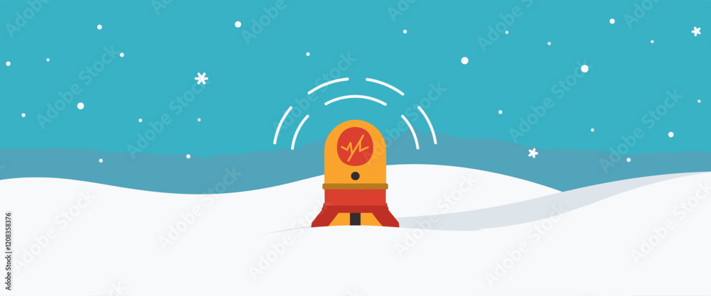 Fototapeta premium Avalanche Sensor in Winter Landscape Vector