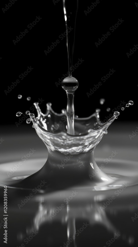 Stunning Water Drop Impact Black and White Photography Stunning Water Drop Impact Black and White Photography