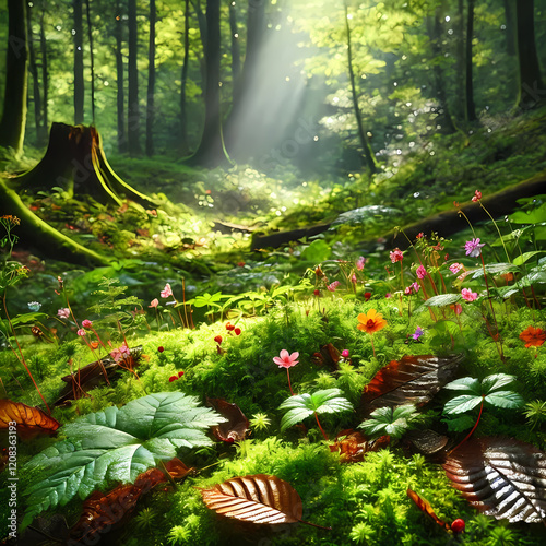 Macro shot of a forest floor