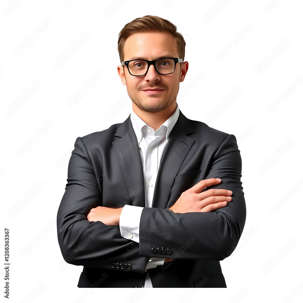 Confident man in a suit standing with arms crossed. Confident man in a suit standing with arms crossed.