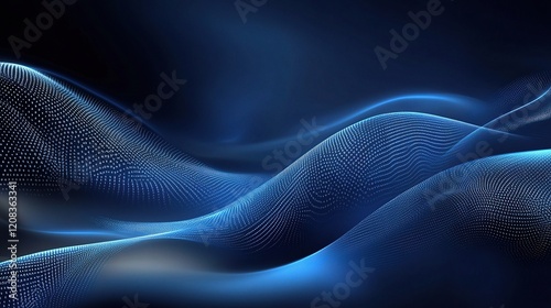 Wallpaper Mural Abstract Blue Wave: A mesmerizing abstract image featuring ethereal, luminous blue waves, undulating in a hypnotic pattern against a deep navy background. The delicate. Torontodigital.ca