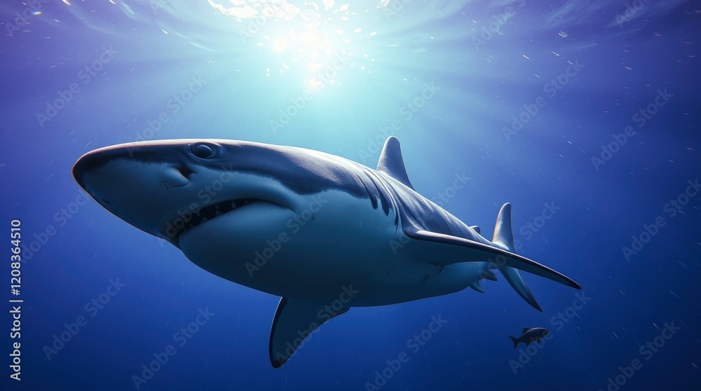 Fototapeta premium Great White Shark Underwater Ocean Wildlife Scene
