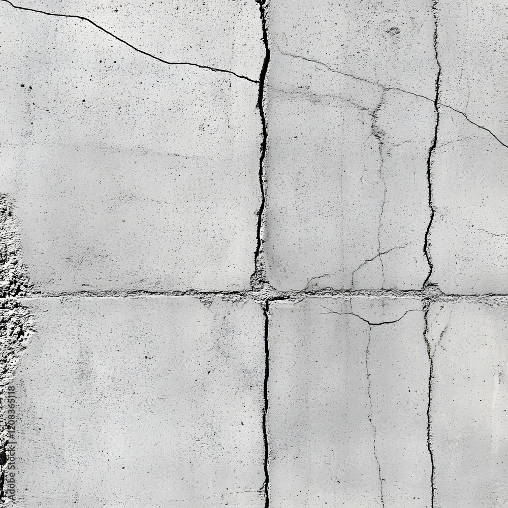 Obraz premium Detailed view of cracked concrete surface showing signs of weathering and age