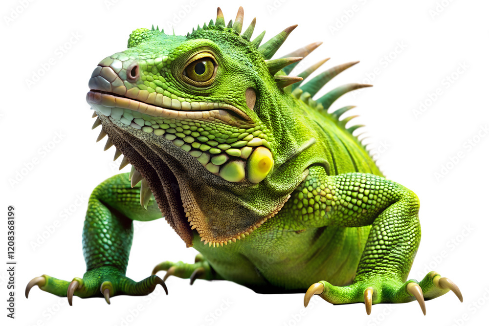 Obraz premium green iguana on white background