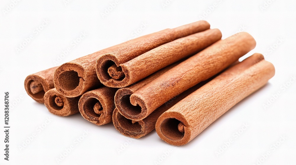 Isolated Cinnamon Sticks on White Background for Culinary Use Isolated Cinnamon Sticks on White Background for Culinary Use