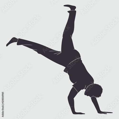  A boy doing handstand silhouette vector design art and illustration