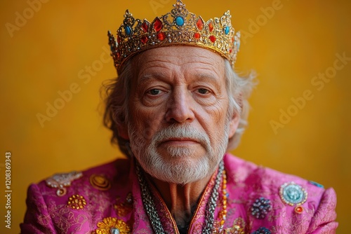 A person wearing a crown, suitable for royalty or regal themes photo