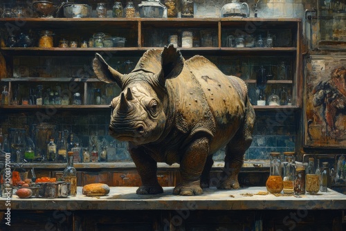 light conceptual animal on kitchen artwork