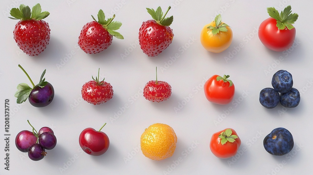 Fresh Berry Selection Isolated on Neutral Background for Food Photography Fresh Berry Selection Isolated on Neutral Background for Food Photography