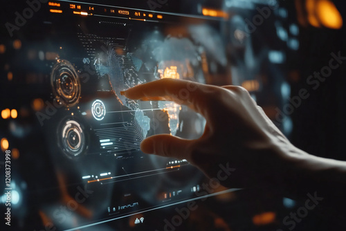 Wallpaper Mural Human Touch Meets Glowing Abstract Energy with Futuristic Particles and Cosmic Light Networks Depicting Innovation and Digital Interaction Torontodigital.ca