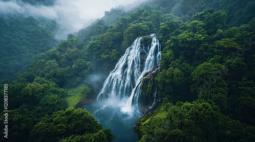 Fototapeta Naklejka Na Ścianę i Meble -  dudhsagar waterfalls in goa inidna landscape