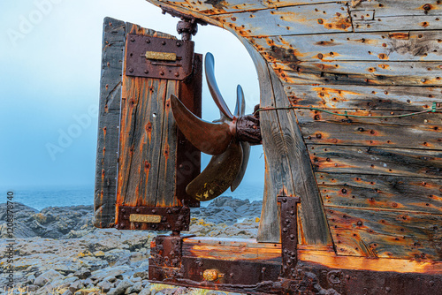 The wreck of an old fishing boat in the west of Iceland