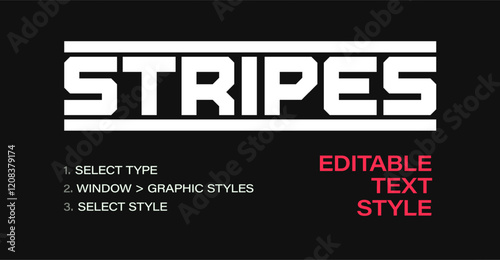 Text effect for font. Minimalistic containered strokes. Creative typographic solution fro headline and logo. Editable graphic style. 