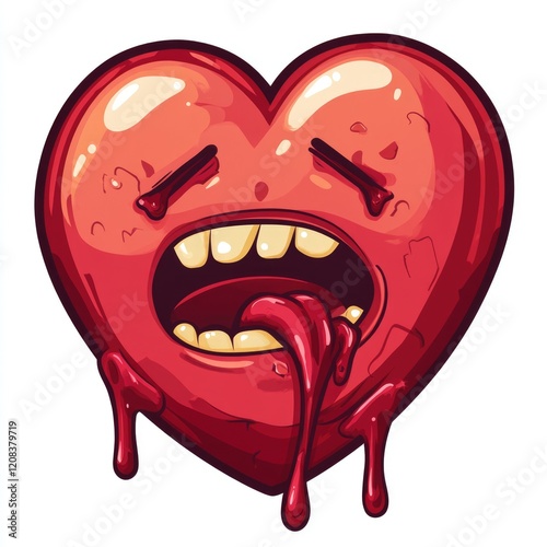 Ravenous Emoji: Drooling Heart Icon Expressing Stupidity and Emotion