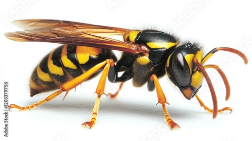 Close-up of the Asian Hornet: A Powerful Insect Displaying Black and Yellow Strength Against Extinction