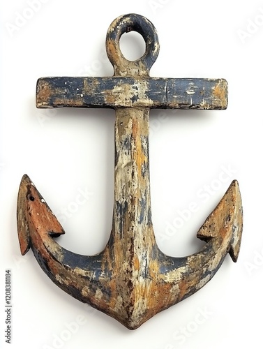 Vintage Anchor Displayed Alone on White Background for Nautical Themes