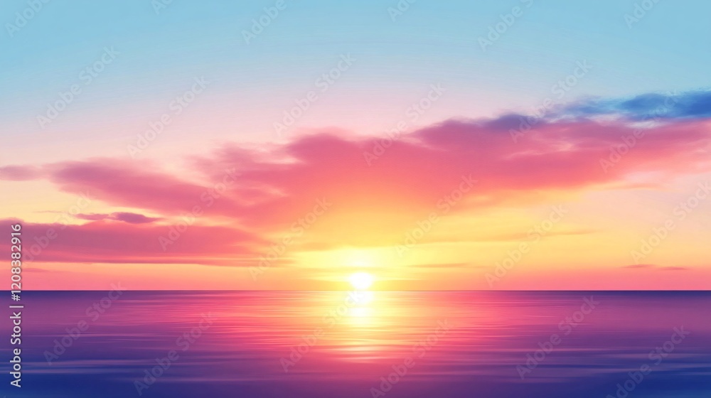 Serene Evening Pastel Sky with Wide Angle Horizon View Serene Evening Pastel Sky with Wide Angle Horizon View