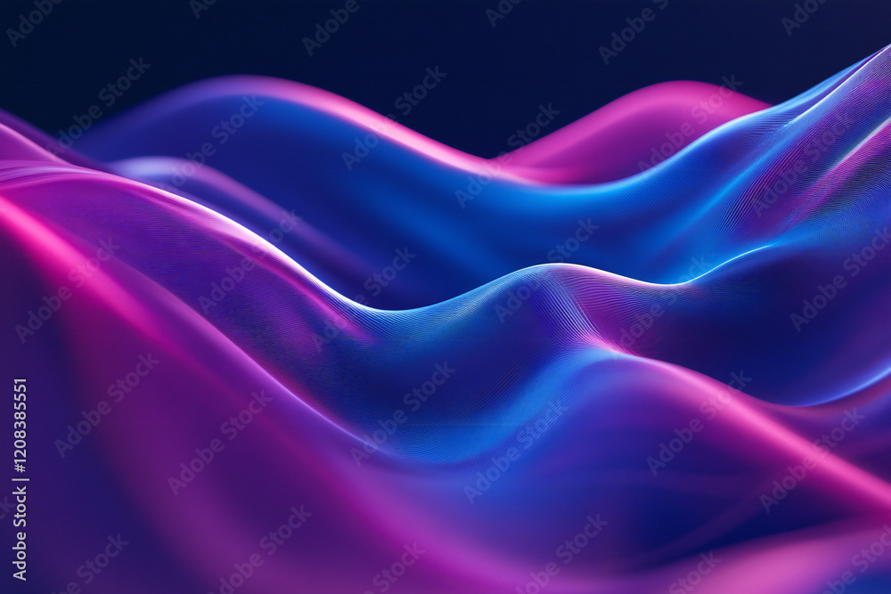 Obraz premium Futuristic Neon Waves with Glowing Abstract Curves, Vibrant Colors, and Digital Art Aesthetics for Modern Design and Dynamic Light Patterns