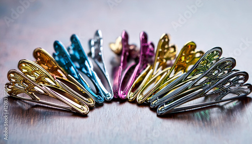 metal hair clips of different colors