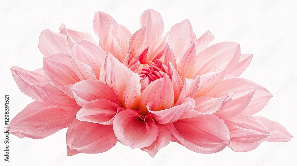 Fototapeta premium Elegant Pink Dahlia Flower with Lush Petals Isolated on White Background