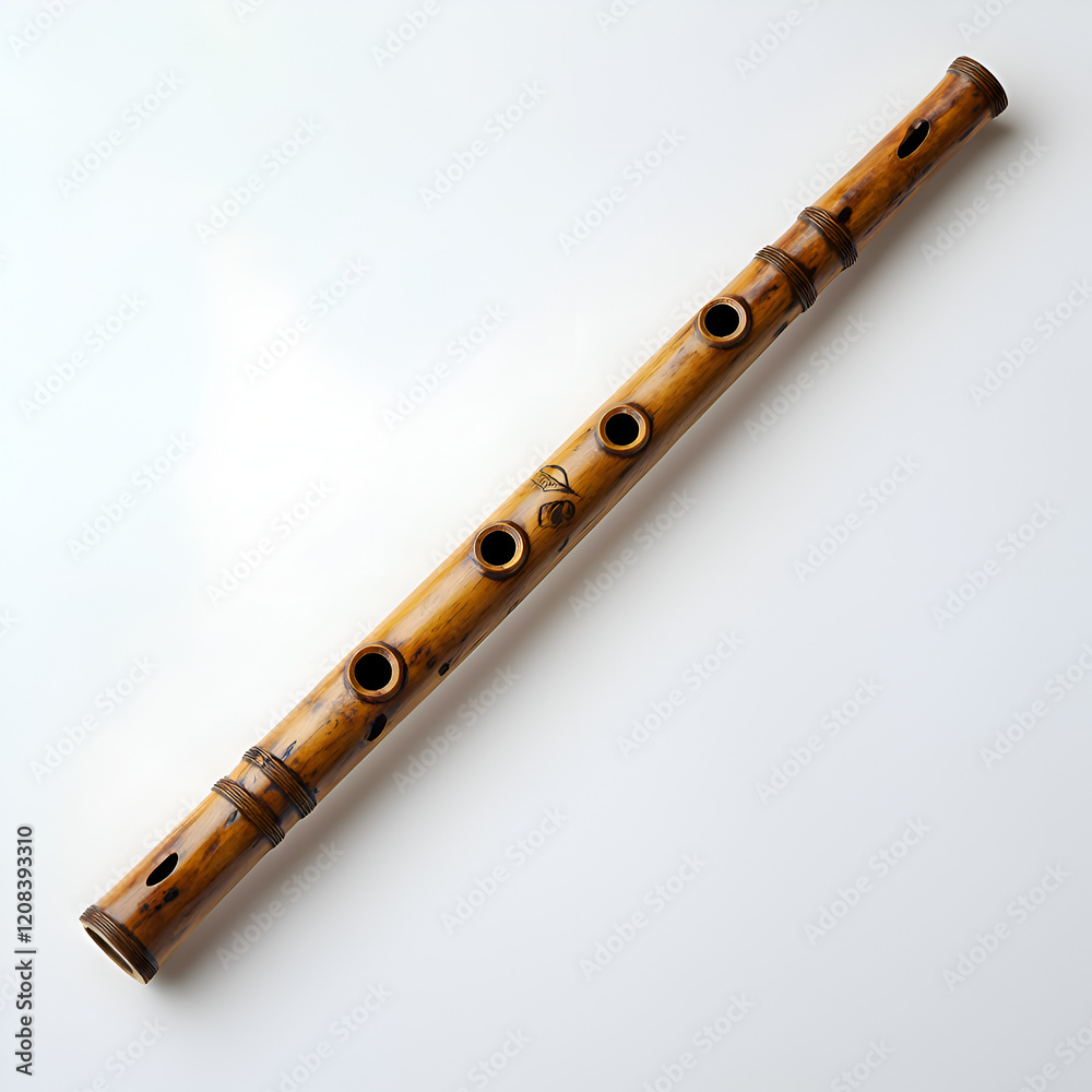 Fototapeta premium Handmade Bamboo Flute: The Heart of Traditional Folk Music and Nature Sounds