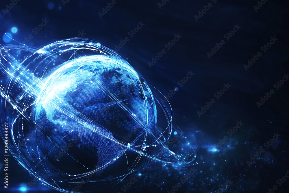 Futuristic Digital Globe with Glowing Network, AI-Powered Global Connectivity, and High-Tech Cyber Space Visualization Futuristic Digital Globe with Glowing Network, AI-Powered Global Connectivity, and High-Tech Cyber Space Visualization