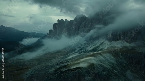 Misty Mountain Peaks Above Clouds
