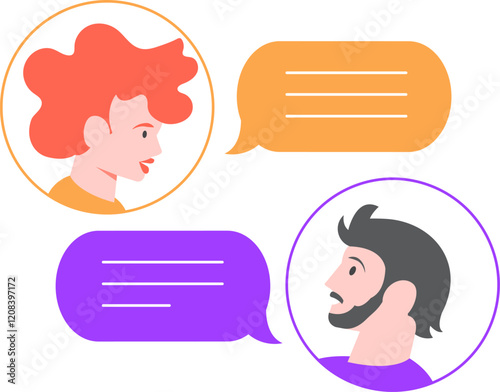 Two colleagues are communicating via a messaging app, sending text messages and having a conversation online, illustrating the concept of online communication