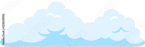 Cartoon style illustration featuring light blue cumulus clouds gently floating in a bright white sky, evoking a serene and dreamy atmosphere perfect for capturing tranquility