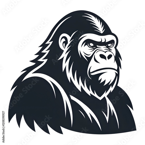 gorilla  logo, black outline vector drawing PNG photo