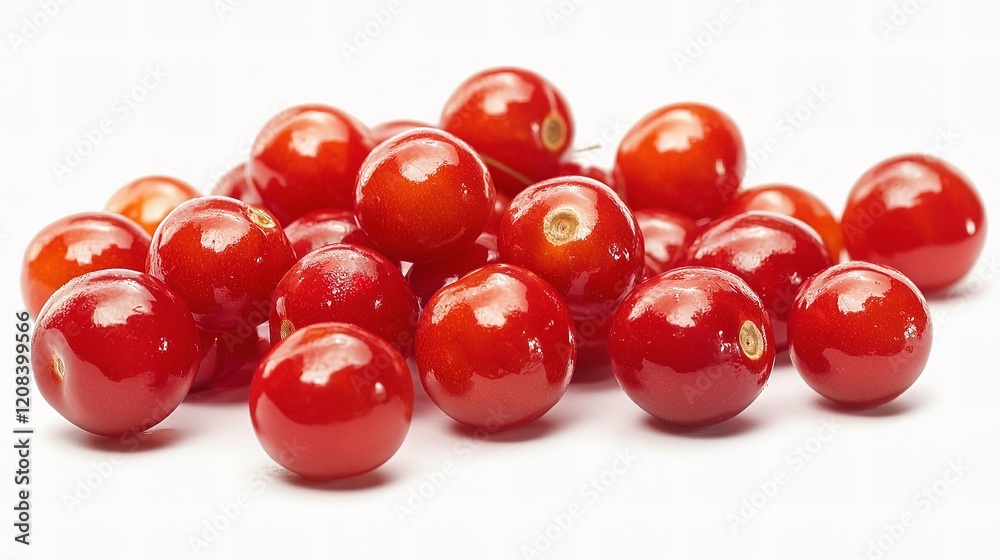 Bright Red Cherry on White Background, Isolated for Clear Display Bright Red Cherry on White Background, Isolated for Clear Display