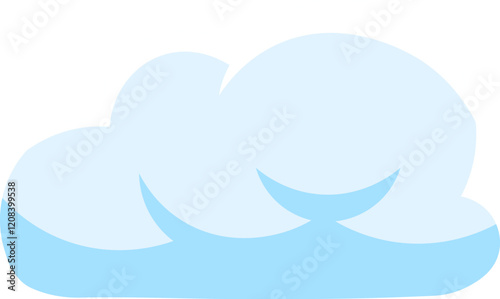 Minimalist vector illustration of a light blue cumulus cloud floating in a clear sky, simple cartoon style graphic suitable for meteorology or weather forecast concepts