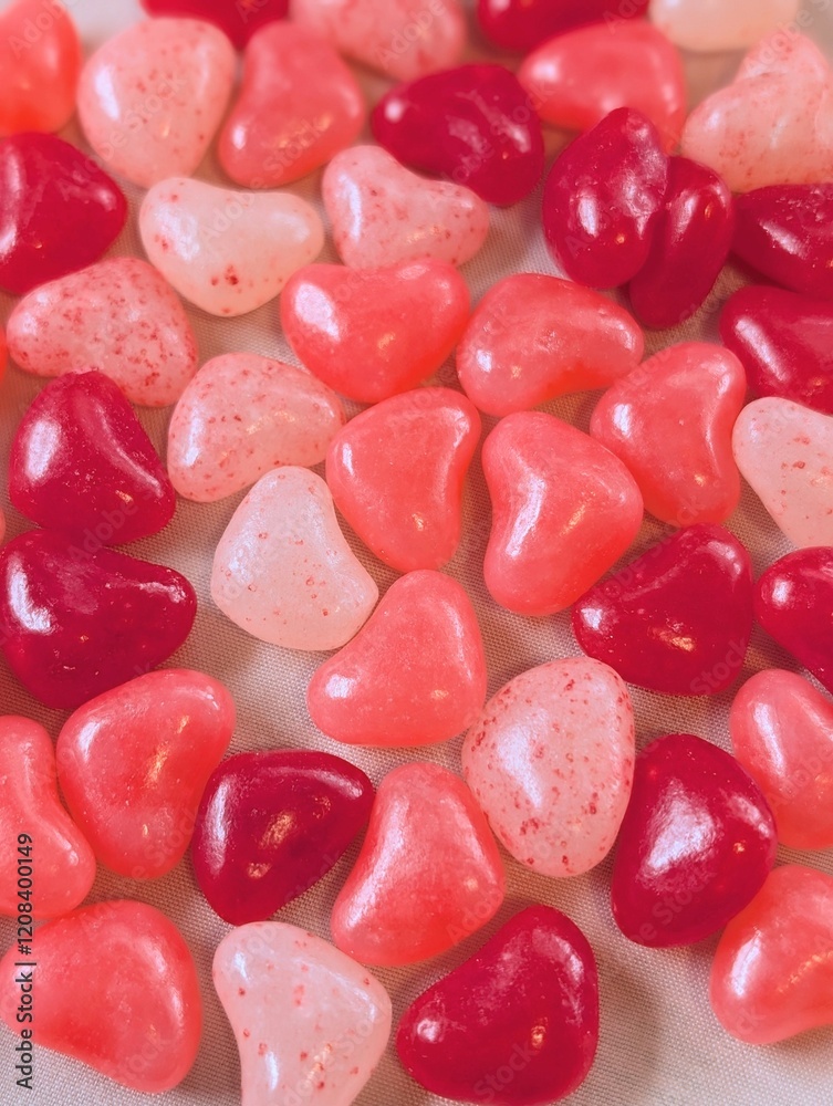 Close-Up of Pink and Red Heart Shaped Jellybean Candies for Valentine’s Day Background or Wallpaper Close-Up of Pink and Red Heart Shaped Jellybean Candies for Valentine’s Day Background or Wallpaper