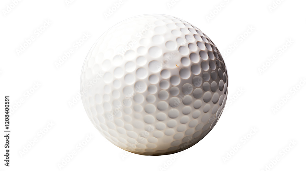 Smooth white golf ball with a glossy finish, perfect for golf-themed imagery or sports equipment visuals, studio view, isolated on transparent background.