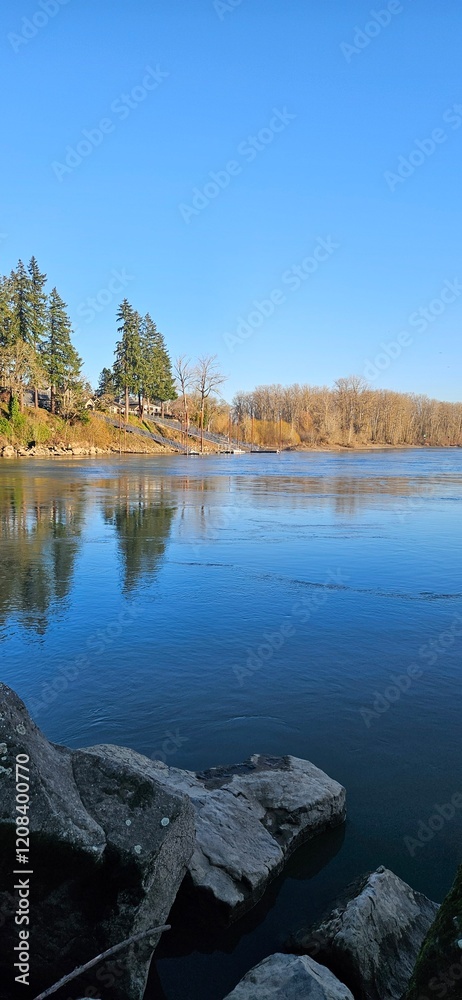 River beach in the Winter