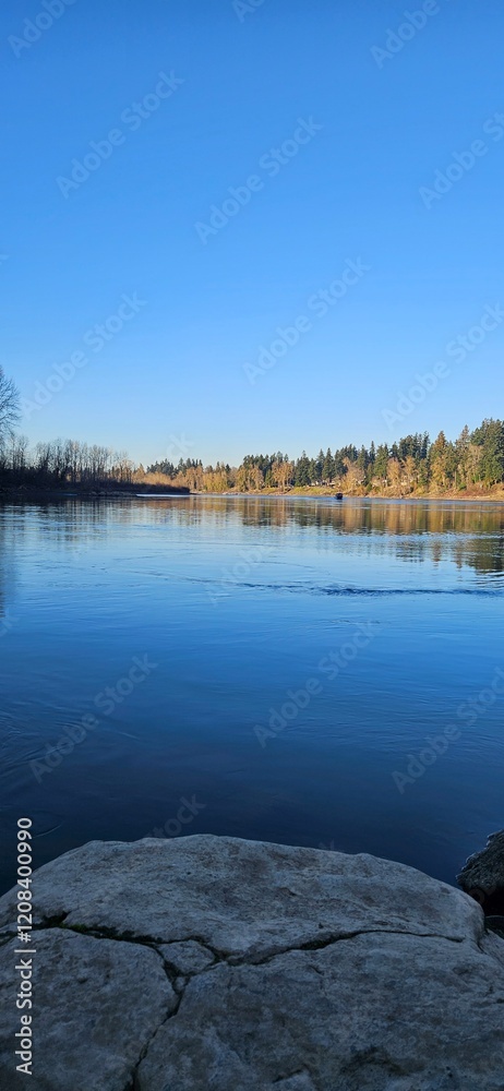 River beach in the Winter