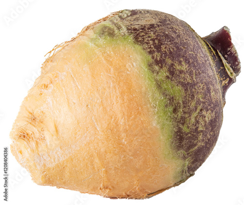 Close-up of purple and yellow rutabagas on a transparent background in PNG format