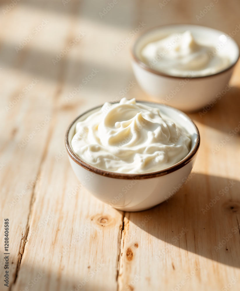 Plain Yogurt, Greek Yogurt, and Icelandic Skyr in White Ceramic Bowls: A Healthy Digestive Wellness Trio Plain Yogurt, Greek Yogurt, and Icelandic Skyr in White Ceramic Bowls: A Healthy Digestive Wellness Trio