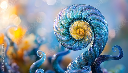 Ethereal spiral clouds encircling a radiant sun, creating a mesmerizing celestial display in a vibrant blue sky.
