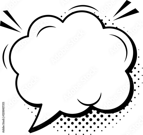 Retro empty comic speech bubble with halftone background is waiting to be filled with a custom message, perfect for comics and pop art designs